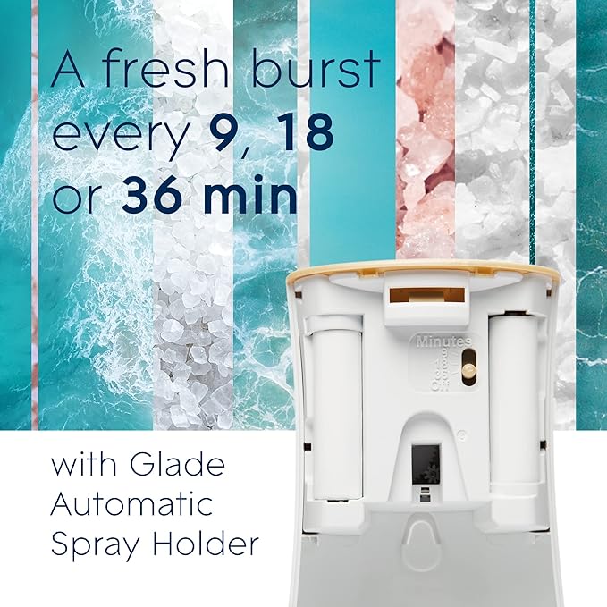 Glade Automatic Spray Refill Sky &amp Sea Salt Scented Air Freshener for Home and Bathroom 6.2 Oz 6 Count