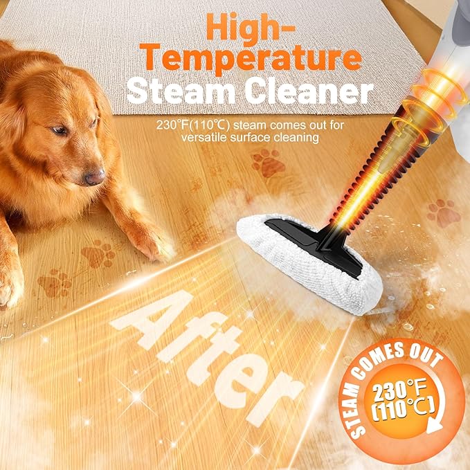 Multi-Surface Handheld Pressurized Steam Cleaner with 11-Pieces Accessories 15.2OZ Hands-free Portable Steamer for Cleaning Multipurpose Steam Cleaner for Home|Upholstery|Car|Floor|Grout|More