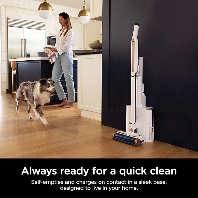 Shark WS642AE WANDVAC System Ultra-Lightweight Powerful Cordless Stick Vacuum with HEPA Self-Empty Charging Base Anti-Allergen Complete Seal PowerFins Self-Cleaning Brushroll &amp Pet Tool White