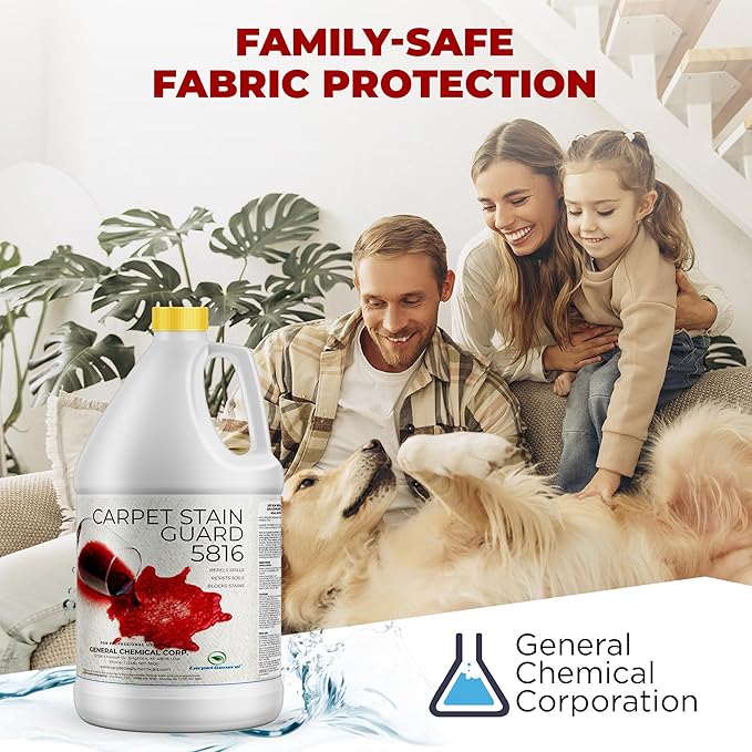General Chemical Stain Shield Spray - Safe Fabric Protector Spritz and Stain Guard 5816 for Upholstery Carpets Rugs Drapes &amp More - Impermeable Protectant Spray for Outdoor &amp Indoor Use - 1