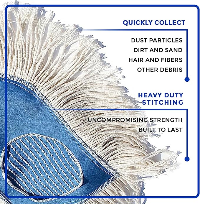 Nine Forty Heavy Duty Industrial-Strength Cotton Wedge Dust Mop Head - Home &amp Commercial Hardwood Floor Cleaning - Designed for High-Performance Janitorial &amp Housekeeping Tasks