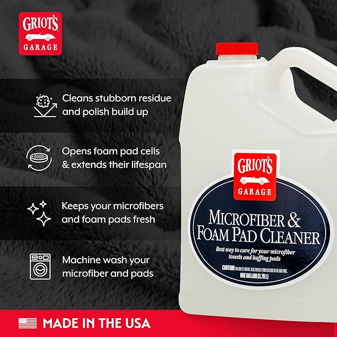 Griot's Garage Microfiber and Foam Pad Cleaner Removes Polish Wax and Sealant Residue Restores Your Car Cleaning Cloths' Effectiveness 11067 One Gallon