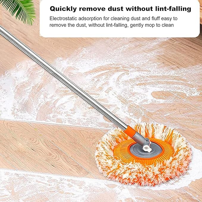 360° Rotatable Adjustable Cleaning Mop - 2022 New Extendable Wall Cleaning Mop Long Handle Microfiber Spin Mop Easy Cleaning Spin Mop Head Replacement Ceiling Window (with 6 Mop Heads)