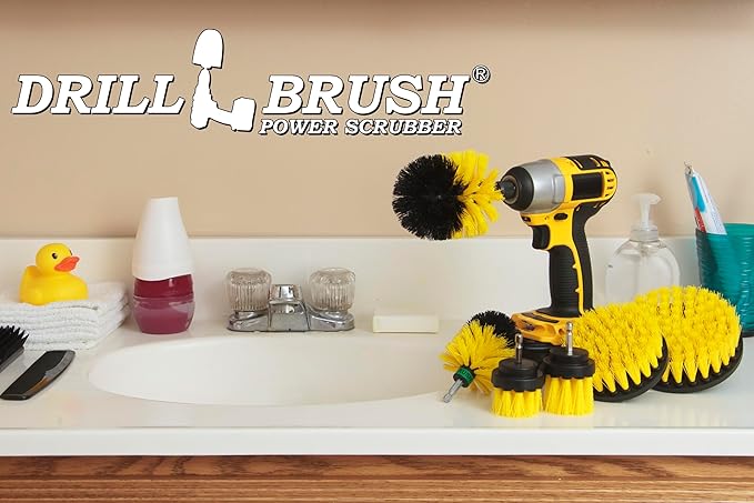 Drill Brush Attachments for Cleaning Shower Bathroom Grout Tile Bathtub Bath Mat Sink Tile Porcelain Fiberglass Cast Iron Flooring – Grout Cleaner Drill Brush Set - Bathroom Accessories Kit