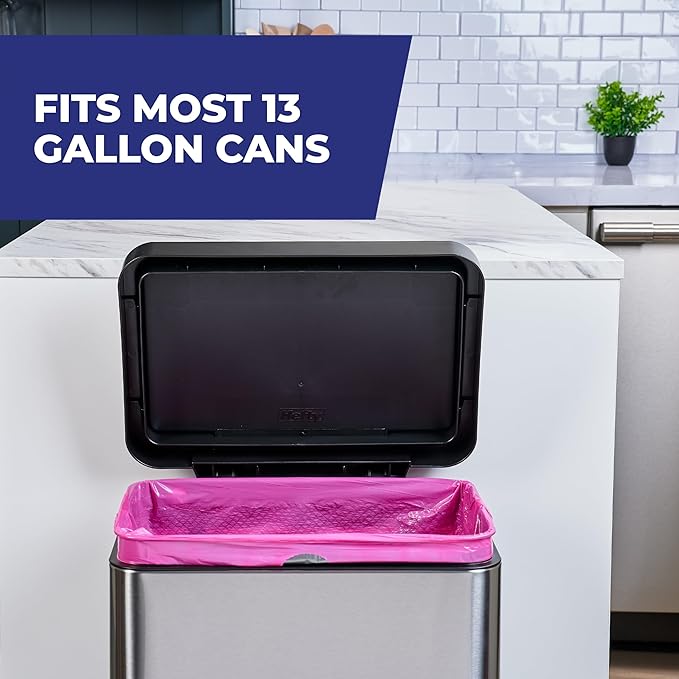 Hefty Ultra Strong 13 Gallon Trash Bags Tall Kitchen Trash Bags 13 Gallon Size Resist Leaks Punctures and Rips Continuous Odor Control Pink Fabuloso Watermelon Scent 110 Bags