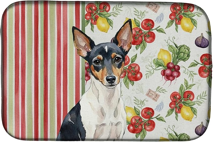 Caroline's Treasures Toy Fox Terrier Vegetables Dish Drying Mat Absorbent Dish Drying Mat Pad for Kitchen Counter Dish Drainer Mat for Countertop 14 x 21 Multicolor