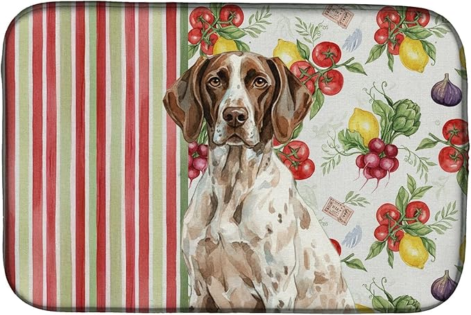 Caroline's Treasures German Shorthaired Pointer Vegetables Dish Drying Mat Absorbent Dish Drying Mat Pad for Kitchen Counter Dish Drainer Mat for Countertop 14 x 21 Multicolor