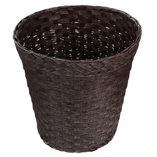 UPKOCH Bathroom Laundry Woven Basket Woven Household Waste Paper Basket Round Trash Can Garbage Can Vintage Waste Bin Wastebasket Round Wicker Trash Can Woven Storage Basket