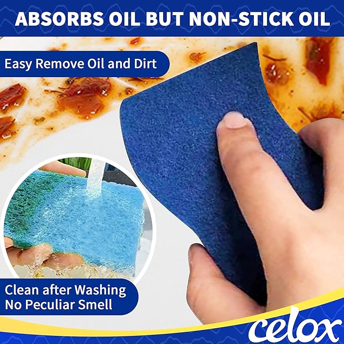 CELOX Grout Brush with Long Handle and Blue 12 Pack Non-Scratch Dish Sponge