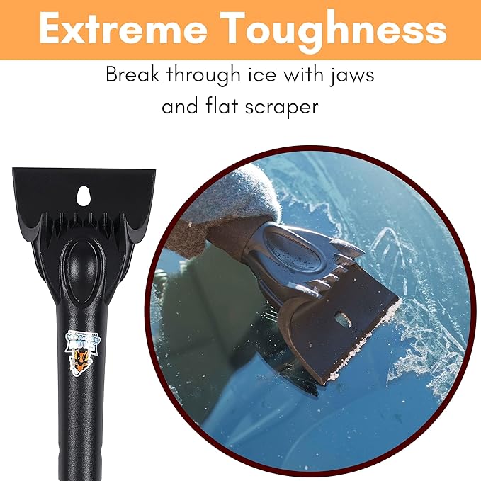 BIRDROCK HOME 36 Extendable Snow Pusher Brush &amp Detachable Ice Scraper for Cars | Aluminum Grip for Car Truck SUV | Safe on Auto Windshield &amp Windows | Wide Frost Remover for Semi &amp Sma