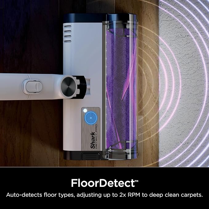 Shark IW3615 Detect Pro Cordless Stick Vacuum with HEPA Auto-Empty System Flexible Wand Portable Handheld Attachment Ideal for Household Pet Hair 60 Minute Runtime White/Beats Brass (Renewed)