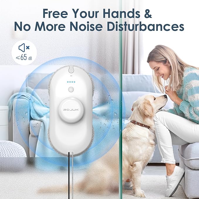 Window Cleaning Robot 5000Pa Suction Dual Spray AI Smart Path Planning Wet and Dry Glass Cleaner with Edge Detection and Anti-Drop Protection for High-Rise Windows (White)