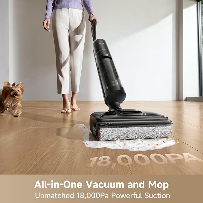 DREAME H12 Pro FlexReach Wet Dry Vacuum Cleaner 0 Tangle Cordless Vacuum Mop All-in-One for Hard Floors 180° Lie-Flat Floor Cleaner Machine with 194°F Hot Self-Cleaning 50Mins Runtime