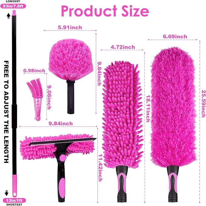 15 Foot Dusters for Cleaning Duster with Extension Pole 7-15ft Microfiber Feather Duster Used for Cleaning Ceiling Fan High Window Blinds Shutters Sofa Cobweb Duster for Home (12 PCS)