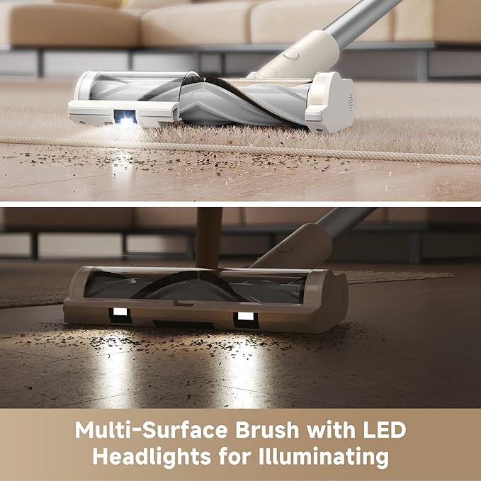 DREAME Cordless Vacuum Cleaner R10 Pure 120AW Powerful Suction Stick Vacuum Cleaner for Home Anti-Tangle LED Headlights Up to 60 Mins Runtime Lightweight for Carpet Hard Floor Pet Hair