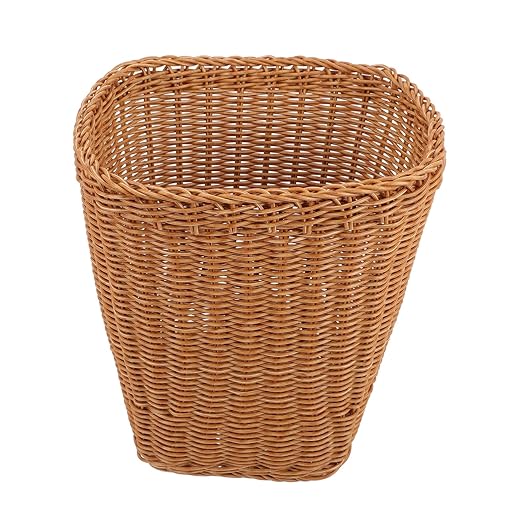 Multi-Functional Woven Storage Basket Rustic Rattan Wastebasket for Bedroom Living Room and Office Decorative Sundries Organizer for Compact Spaces