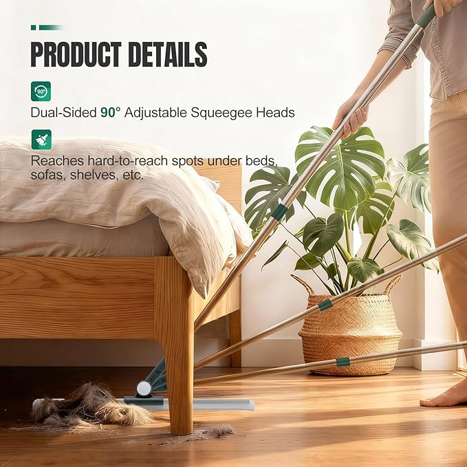 29-49 Telescopic Pole Floor Squeegee for Concrete Floor 21.85 Wide Heavy-Duty Squeegee with Detachable Stiff Brush Large Squeegee Broom for Tile Floor Garage Swimming Pool Bathroom