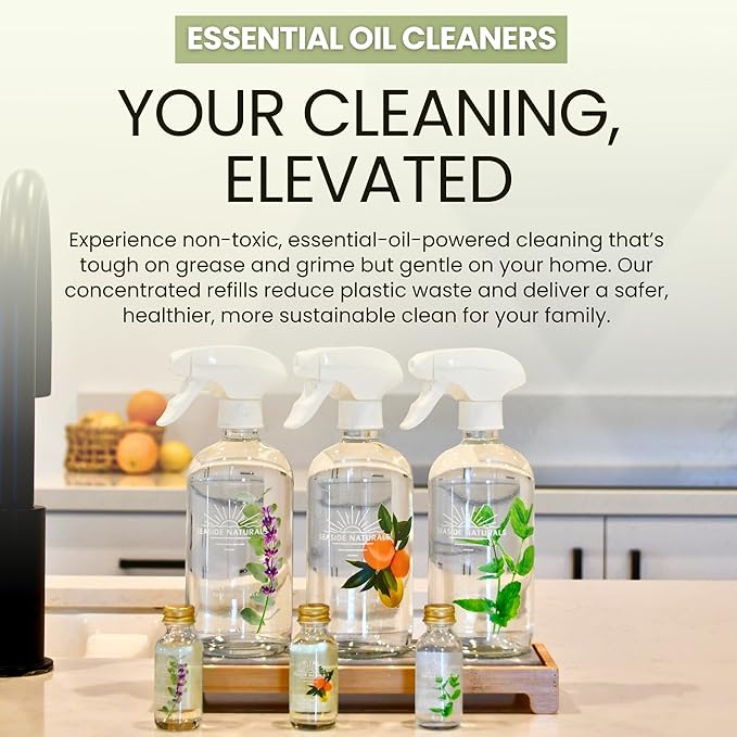 Cleanse Bathroom Cleaner Refill (4 oz) – Makes 4 Bottles – Non-Toxic Citrus &amp Tea Tree Concentrate with Lemon Grapefruit Orange Essential Oils – Plant-Based Deep Clean Formula