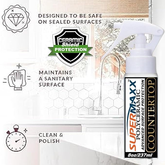 SUPERMAXX Countertop Ceramic Sealer &amp Polish Spray 8 oz for Kitchen Bathroom Stainless Appliances