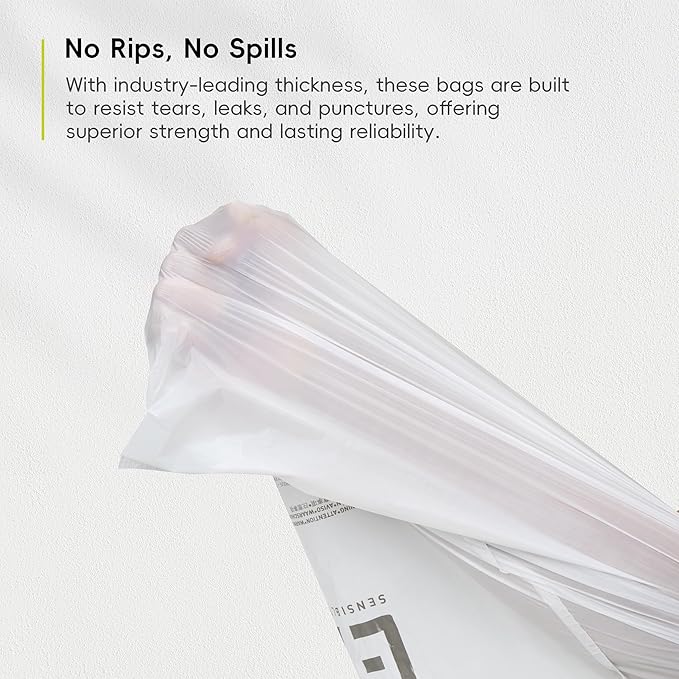 EKO 21 Gallon / 50-90 Liter110 CountDrawstring Trash Bags Extra-Strong Unscented Garbage Bags Easy-Dispense Roll for Kitchen &amp Household Use Resists Tears Leaks and Punctures Code G White