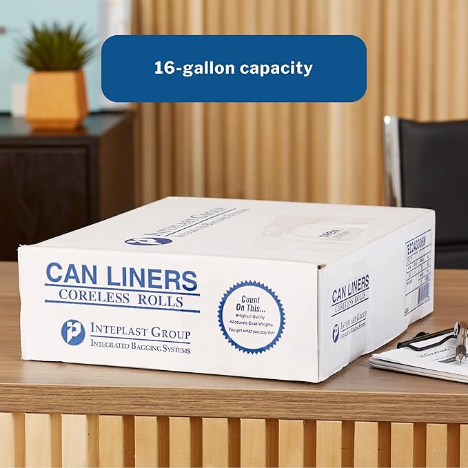 Inteplast Trash Can Liners - Extra Heavy Duty - Star-Sealed Bottom 0.70 mil - Clear 16 gal Capacity 24 in x 32 in
