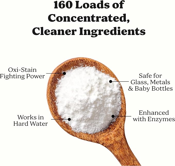 Pronounce Dishwasher Detergent Powder - Cleaner Ingredients Fragrance Free - Ultra Concentrated Cuts Grease and Grime Dishwasher Pods Alternative (Residue-Free). (160 Loads Unscented)