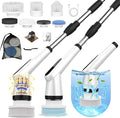 Electric Spin Scrubber Dreazu IPX7 Shower Scrubber with 7 Replaceable Brush Heads &amp Retractable Handle 2-Speed Adjustable Shower Cleaner for BathroomToilet Bathtub Kitchen Tile Floors