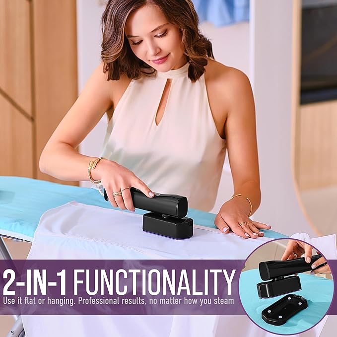 Travel Garment Steamer &amp Mini Steam Iron – 1200W Handheld Clothes Steamer 4 Modes 20s Fast Heating Wrinkle Remover for Home &amp Travel Portable Fabric Steamer for Clothing &amp Bedding – Bla