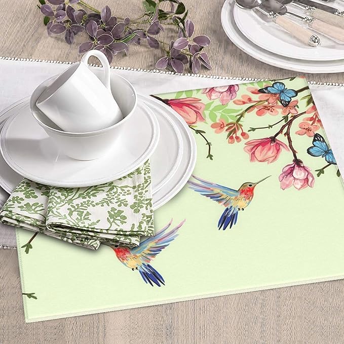 Bird Floral Flowers Dish Drying Mat for Kitchen Counter 16x18 Microfiber Absorbent Fast Dry Mat 2Pcs Dish Mat Faucet Mats Sets Large Drying Kitchen Mat Kitchen Drying Pad Coffee Bar Decor Gifts