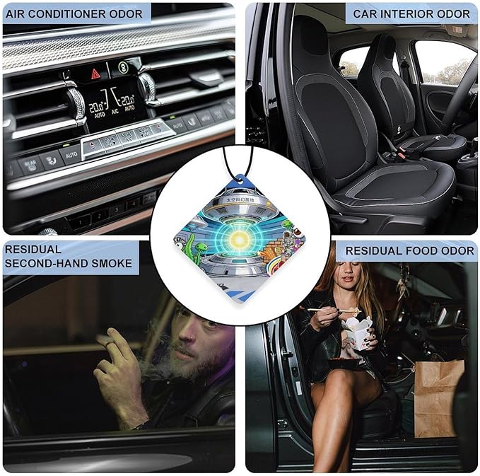 5PCS Car Air Freshener Hanging Personalized Double Sided UFO Base Car Fresheners Long Lasting New Cars Scents Cute Automotive Freshies for Closets Drawers (tea)