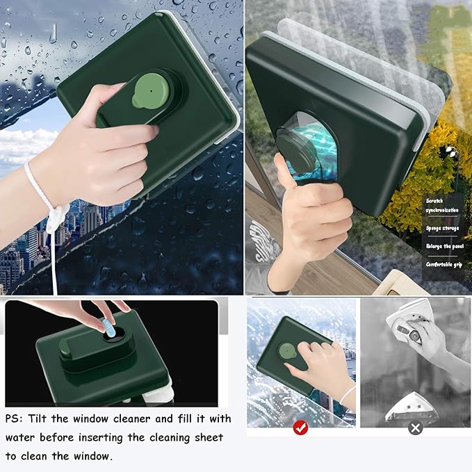 Window Cleaner Wipers Double-Side Magnetic Glass Cleaner Wipe The Glass Artifact Household Double-Sided WipeHigh-Rise Window Cleaning Artifact Glass Cleaning Wiper Cleaning Tool