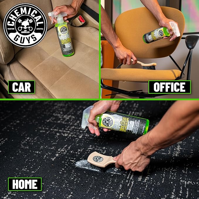 Chemical Guys Sprayable Citrus Fabric Clean Carpet &amp Upholstery Cleaner (Car Carpets Seats &amp Floor Mats) 16 fl oz Citrus Scent + Induro 7 Heavy Duty Nifty Interior Brush - HOL463