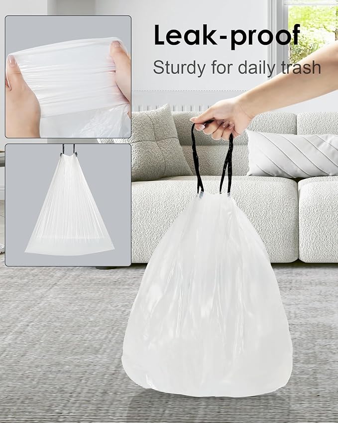 ELPHECO 2 Gallon Bathroom Trash Can with 120 Counts Trash Bags