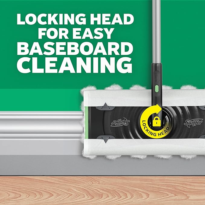 Swiffer Sweep &amp Mop Deluxe 2-in-1 Multi-Surface Kit for Floor Cleaning Includes 1 Sweeper Device 5 Dry Sweeping + 6 Wet Mopping Heavy Duty Cloths Black