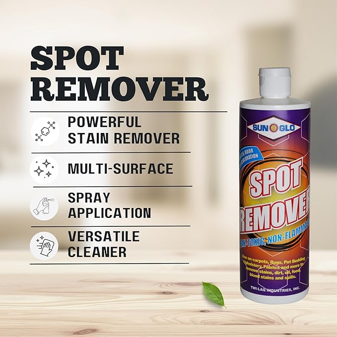 Sun-Glo Premium Power Spot Remover - Instant Spray Blot &amp Witness Magic for Oily Stains Splashes &amp More (12-Pack 16 oz. each)