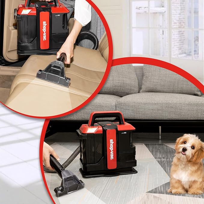 Shop-Vac Portable Carpet and Upholstery Cleaner Machine Powerful Spot Cleaner for Pet Stains Sofa Rug Mattress Curtain and Car Seats Lightweight with Two Cleaner Solutions