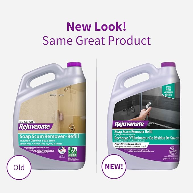 Rejuvenate Soap Scum Remover Refill Easily Dissolves Soap Scum Without Scrubbing 1 Gallon
