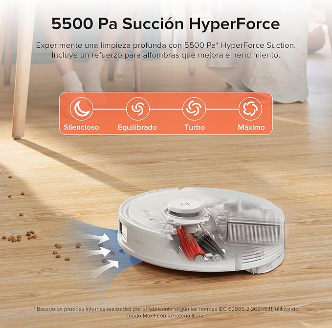 roborock Q8 Max+ Robot Vacuum Cleaner with Suction Station DuoRoller Brush 5500Pa Suction Power 2.5 L Dust Bag 350 ml Water Tank Mop Robot PreciSense LiDAR Navigation (White)