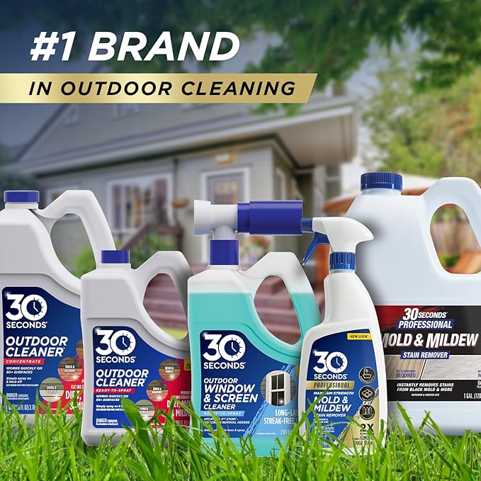 30 SECONDS Outdoor Window &amp Screen Concentrated Cleaner for Glass Patio Doors Fiberglass Furniture - No Screen Removal Required Spray &amp Rinse - Refill for Hose End Sprayer Bottles 1.1 Gal