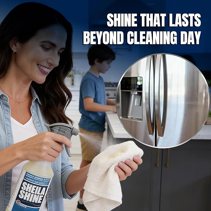 Sheila Shine 1 Quart Stainless Steel Cleaner and Polish - Cleans Polishes &amp Protects Kitchen Appliances Refrigerators Sinks Ovens &amp Grills - Spray &amp Polish Stainless Steel Cleaner