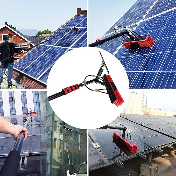 Water Fed Pole Telescopic Window Cleaner Conservatory Roof Cleaner Water Fed Extendable Brush/Window Clean Kit/Roof Cleaning Tools Come with Rubber Gloves10.8m/36ft