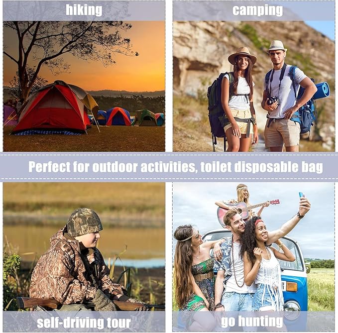 8 Gallon Portable Toilet Bags Thick Black Trash Bags for Camping Toilet Bedside Commode &amp Small Trash Can Heavy Duty Bucket Toilet Liners 3 Rolls 60 Count
