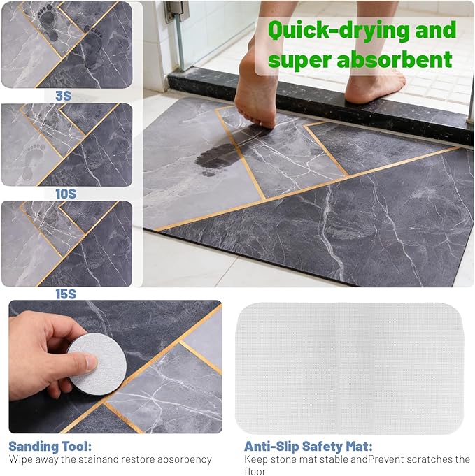 2pcs Stone Dish Drying Mat for Kitchen Counter - Foldable 24 16 Heat Resistant Eco Friendly Super Absorbent Diatomaceous Earth Dish Drying Mat Plate BowlMatch Any Countertop