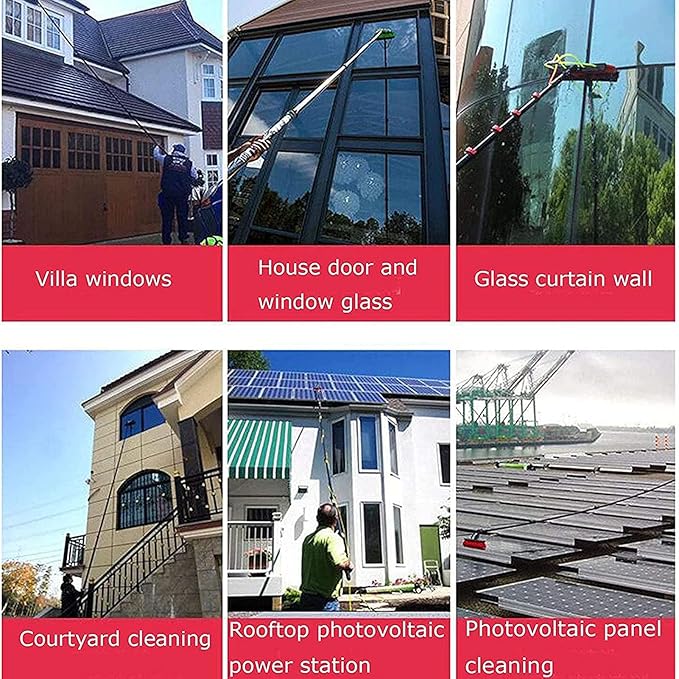 3.6-10.8m Telescopic Water Fed Window Cleaning PoleHose Fed Extended Brush Tool KitSolar Panel Conservatory Cleaner Water Fed Telescopic Brush for Cleaning photovoltaic