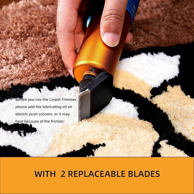 Cordless Carpet Trimmer with Shearing Guide - 250W Lightweight Wireless Shaver Tool with Comb Storage Box and Cleaning Brush