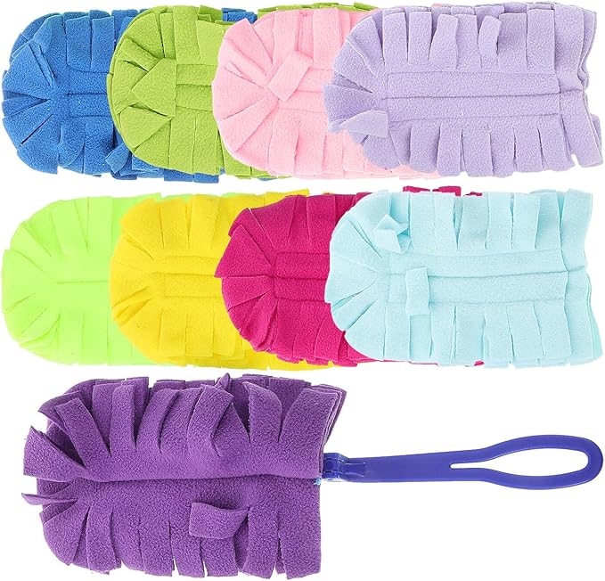 Washable Dust Mop Refill Set 10pcs Fluffy Microfiber Duster Heads with Plastic Handles Reusable Dry and Wet Cleaning Tool for Home Dust Blinds and Shutter Cleaning