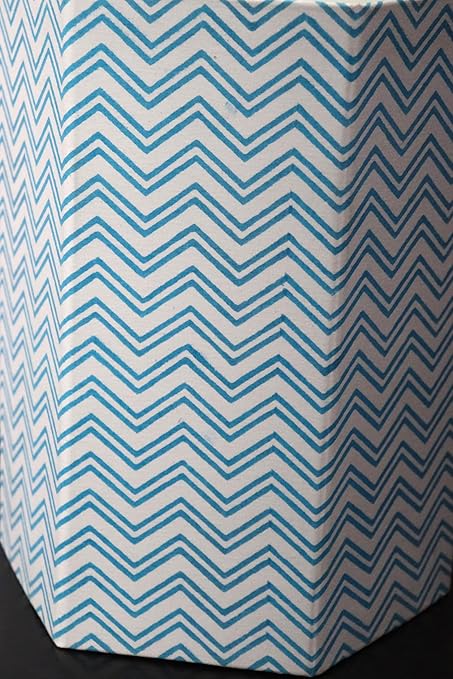 Generic Floral Hand Block Print Paper Dustbin Cotton Printed Wastebasket Indian Vintage Home Decor Hotel Room Decor (1 Sky STARIPE)