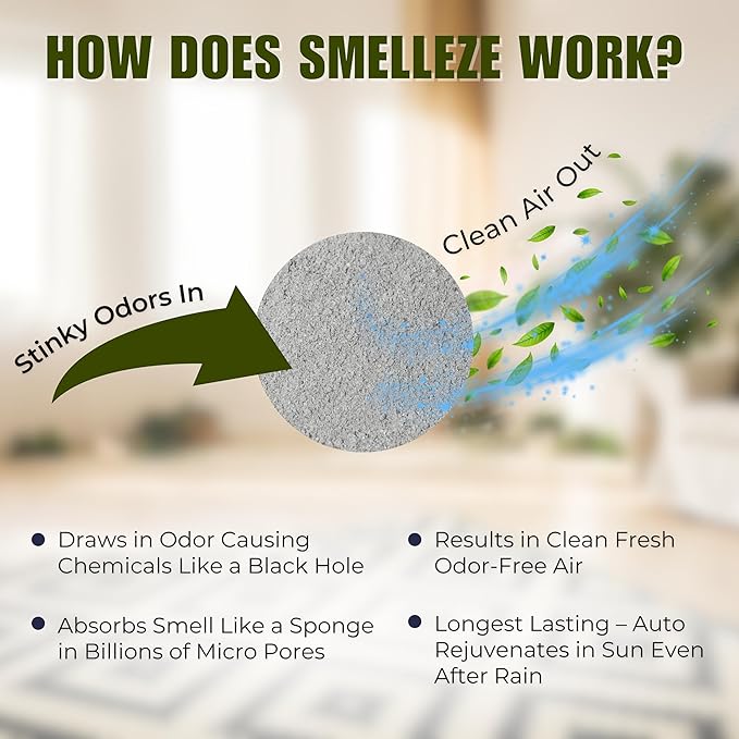 Smelleze Reusable Elderly Odor Eliminator &amp Nursing Home Room Deodorizer Pouch - Works for all Old Age Sick Nursing Home Hospices Urine and Feces Smell 150 Sq. Ft. Coverage