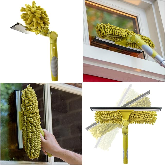 DOCA Telescoping Pole Attachment - Extension Pole for Cleaning Feather Duster Window Washing Kit Paint Roller Window Squeegee - High Reach Extendable Kit for Indoor &amp Outdoor - Squeegee Dual P