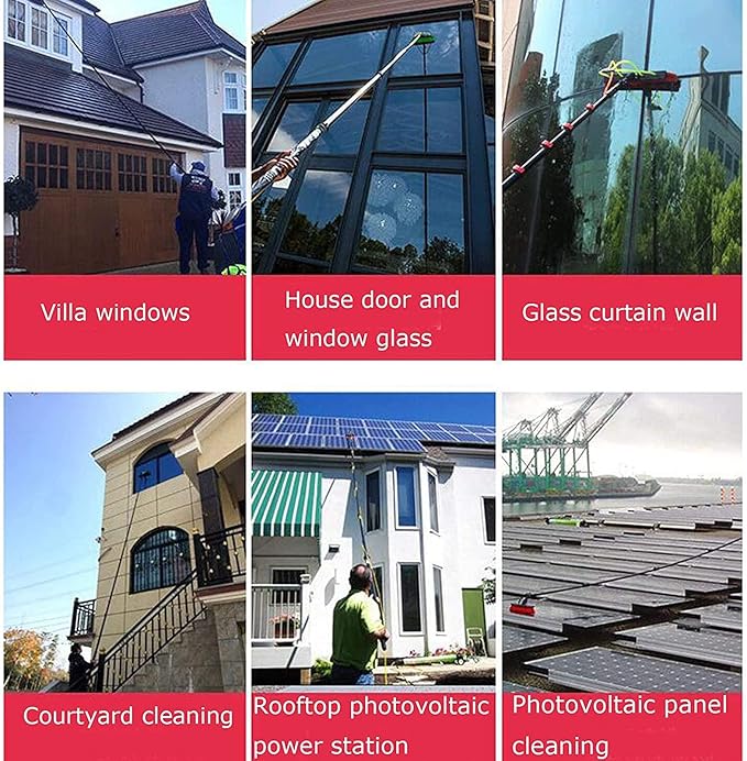 Window Cleaner Kit Window Cleaning Pole Water/Hose Fed Pole Window Cleaning Brush Equipment Cleaning Photovoltaic and Solar Panels